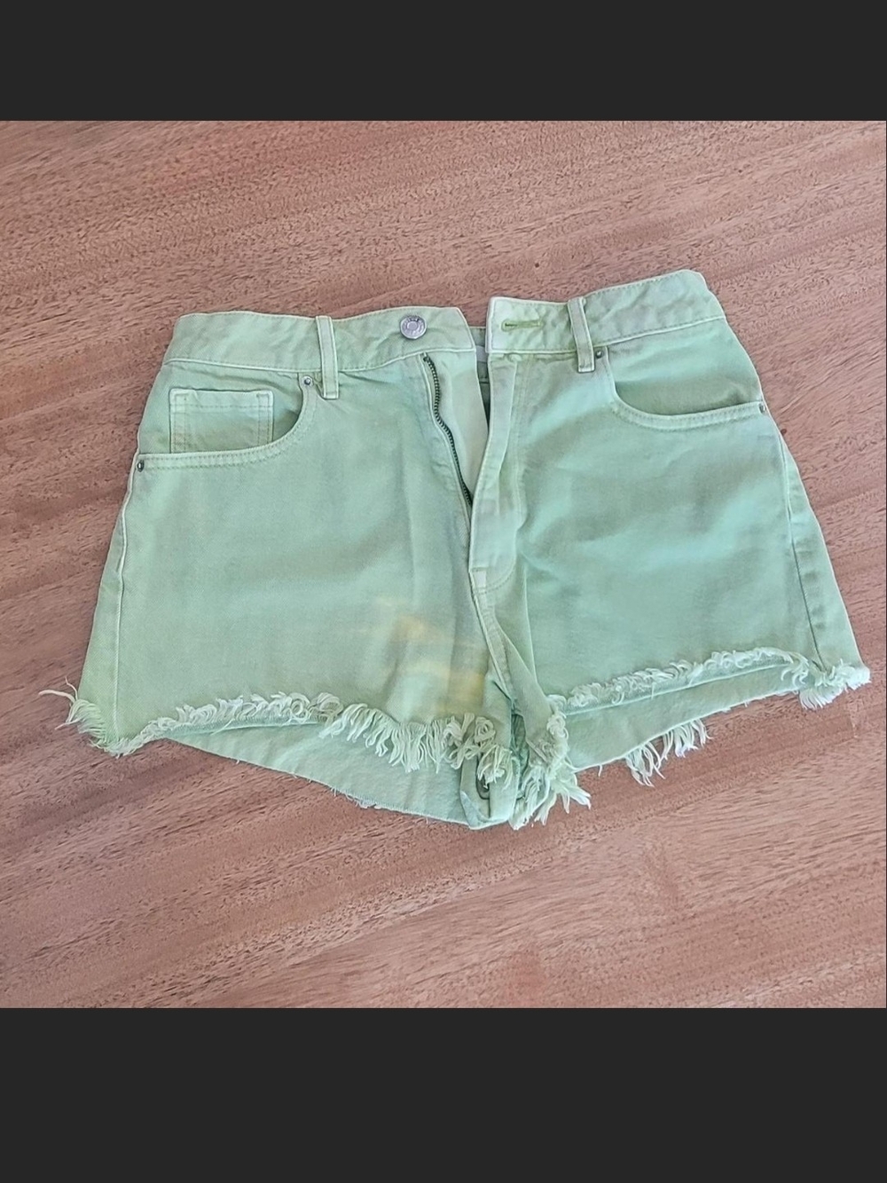 PacSun High-Waist Frayed Hem Shorts - Mint Green